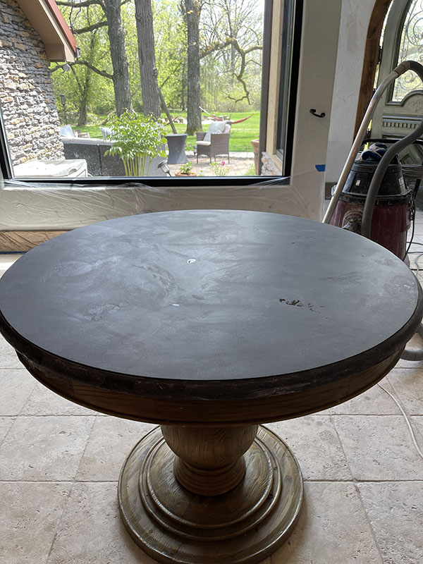 Black limestone table restoration 12