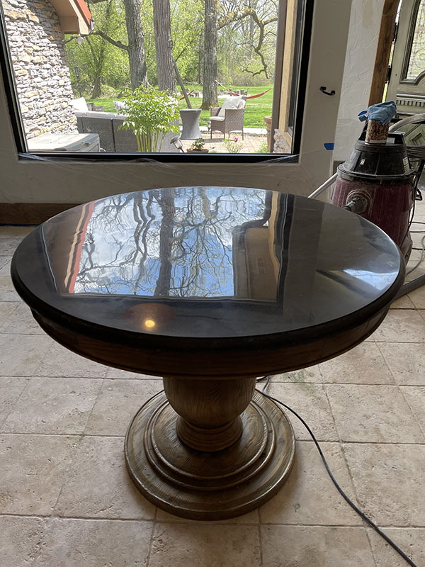 Black limestone table restoration 15