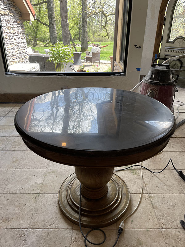 Black limestone table restoration 17
