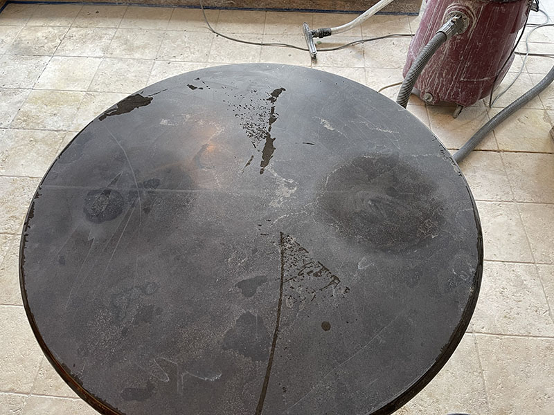 Black limestone table restoration 18