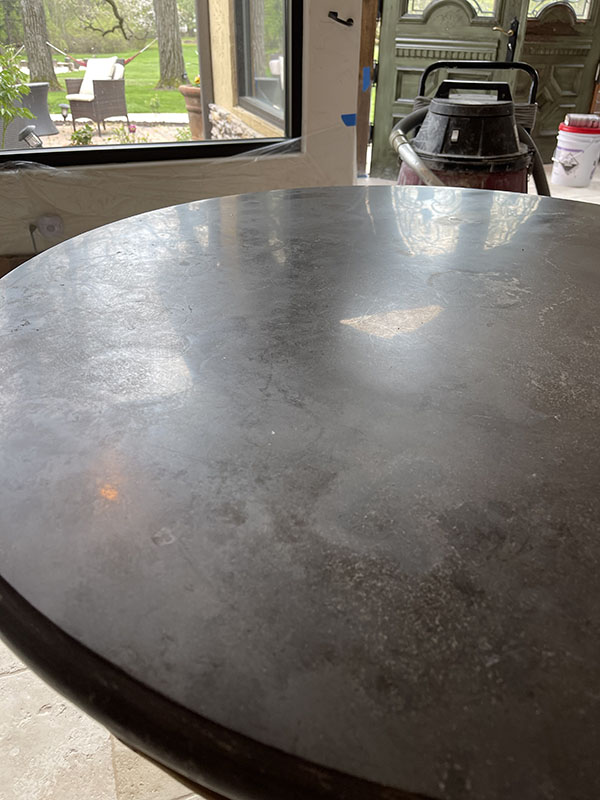 Black limestone table restoration 19