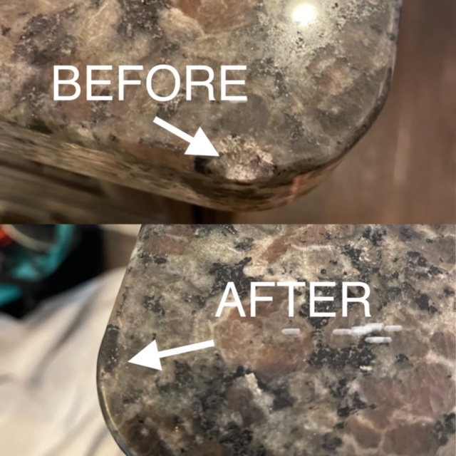 NOVA Stone Care Chip Repair On the Granite Countertop